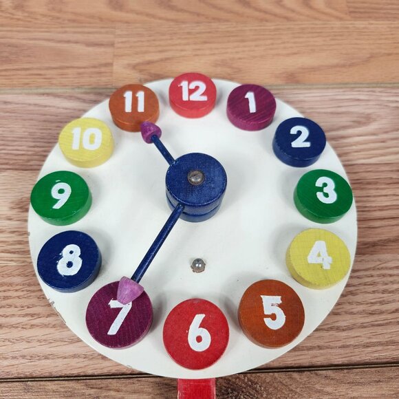 Colorful Wooden Clock Toy For Kids Learning & Development Educational Handmade - Picture 1 of 6